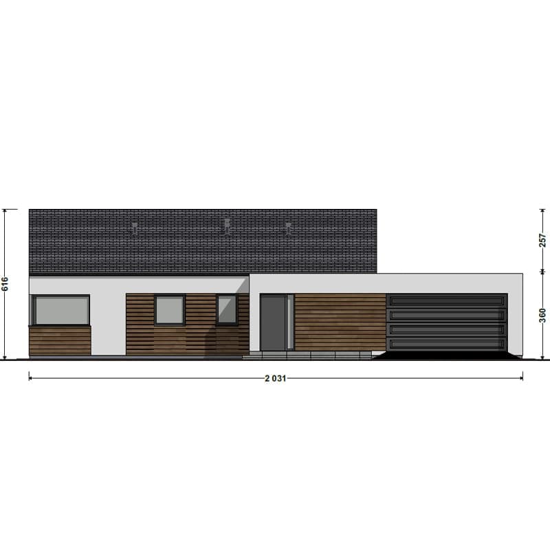 Dom modułowy DH127U z garażem dwustanowiskowym – DomiHaus, zdjęcie 2