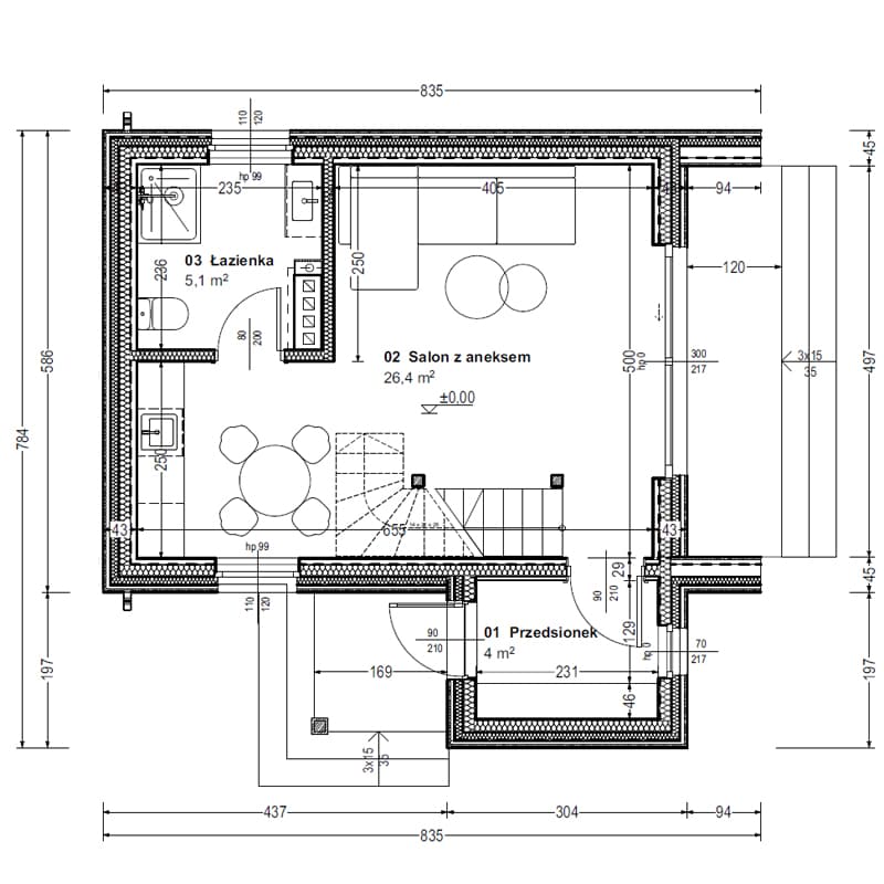 Dom modułowy DH47-2P z przedsionkiem – DomiHaus, zdjęcie 8